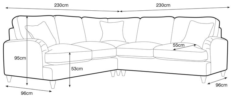 Manhattan Navy Fabric 2 Corner 2 Sofa