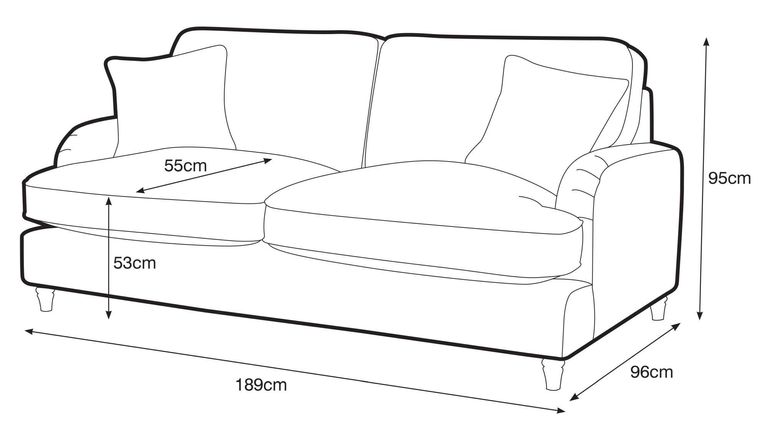 Manhattan Navy Fabric 3 Seater Sofa