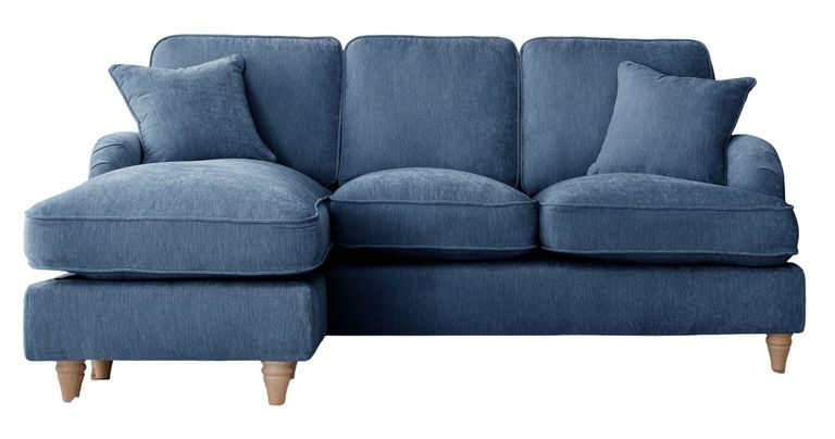 Manhattan Navy Fabric Chaise Corner Sofa - LHF