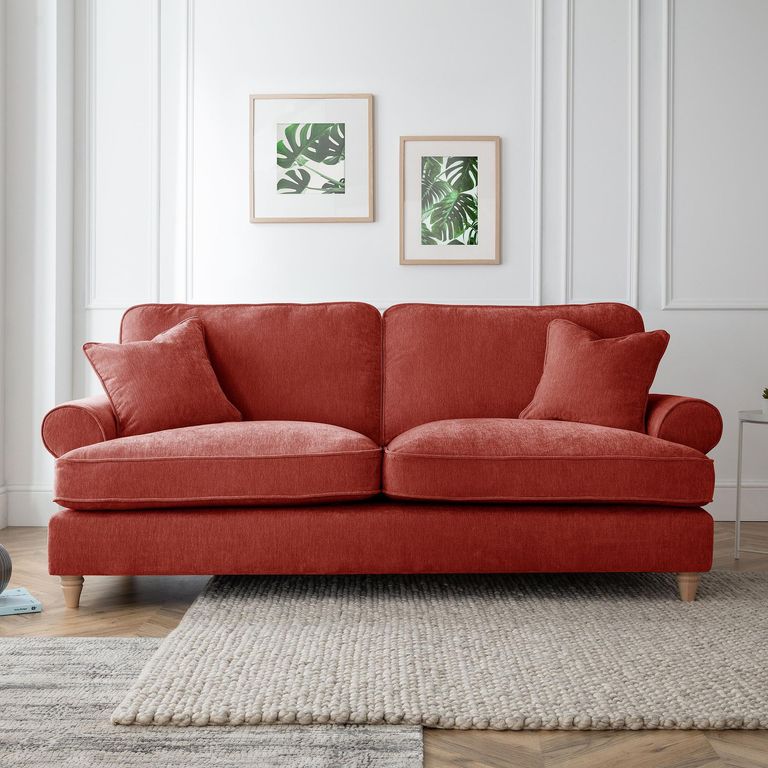 Marigot Apricot Fabric 3 Seater Sofa