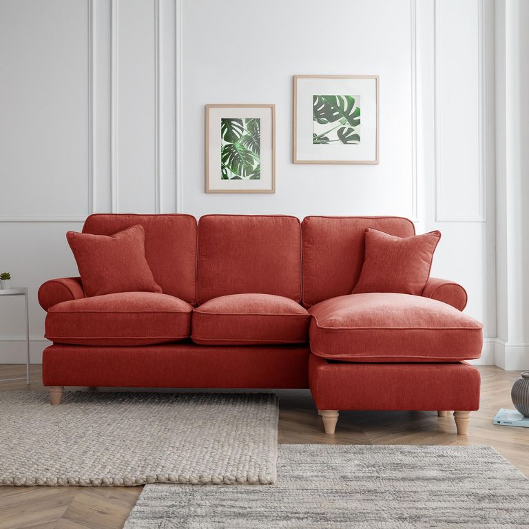 Marigot Apricot Fabric Chaise Corner Sofa - RHF