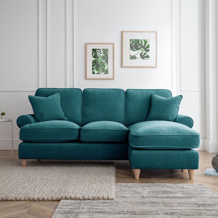 Marigot Emerald Fabric Chaise Corner Sofa - RHF