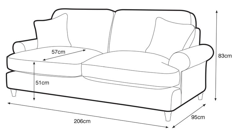 Marigot Navy Fabric 3 Seater Sofa