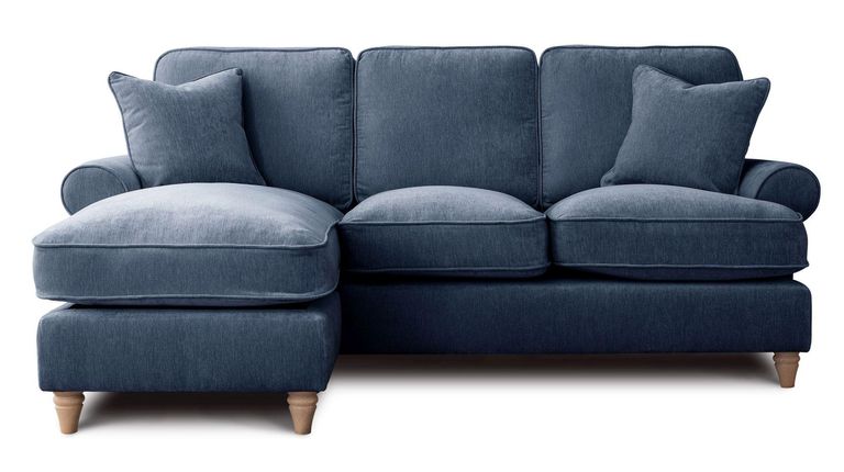 Marigot Navy Fabric Chaise Corner Sofa - LHF