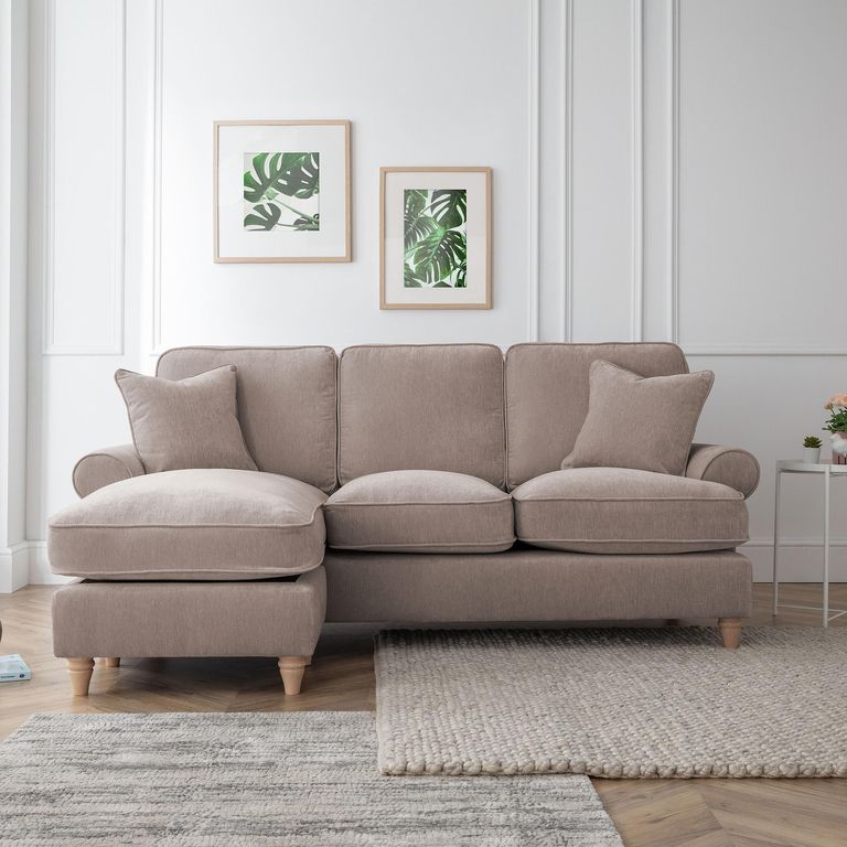 Marigot Putty Fabric Chaise Corner Sofa - LHF