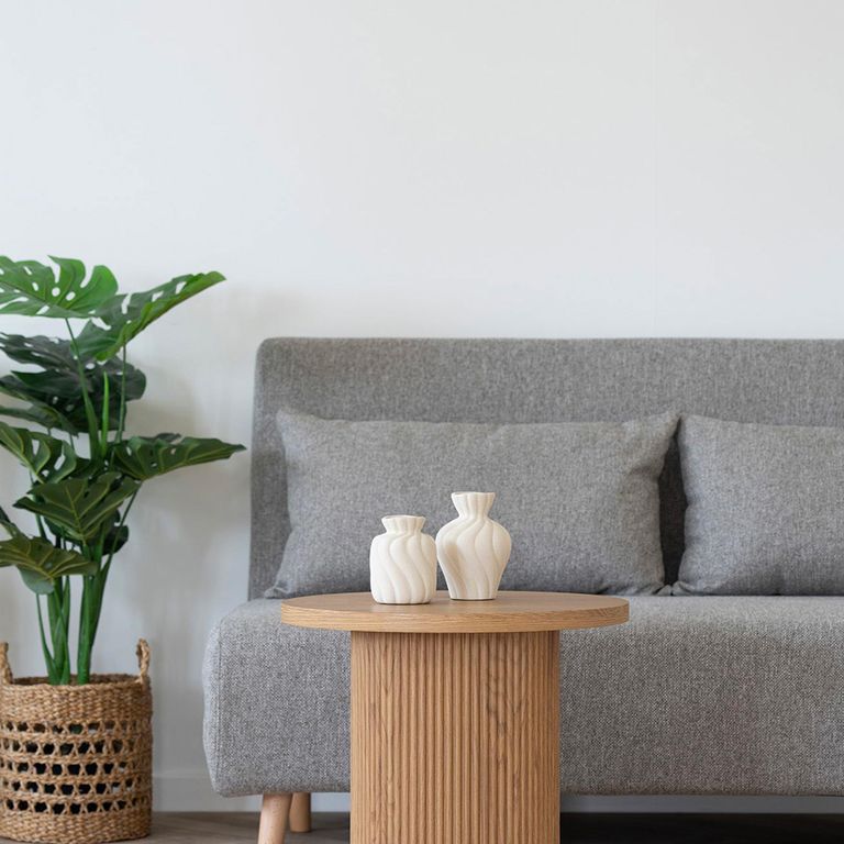 Marlow 2 Seater Click Clack Sofa Bed - Grey Fabric - Natural Legs