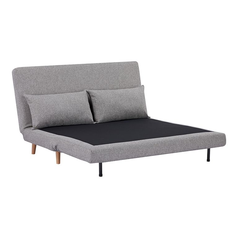Marlow 2 Seater Click Clack Sofa Bed - Grey Fabric - Natural Legs