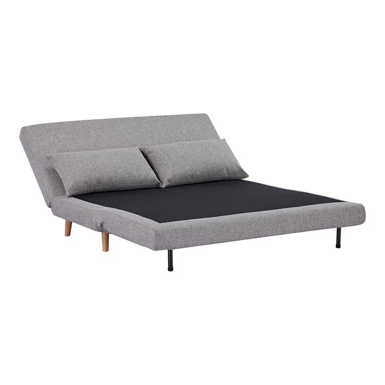 Marlow 2 Seater Click Clack Sofa Bed - Grey Fabric - Natural Legs