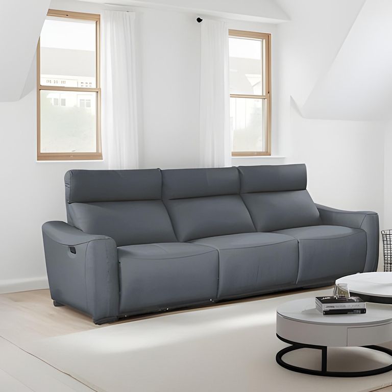 Mayfair Electric Recliner Sofa - Dark Grey Leather - 4 Seater