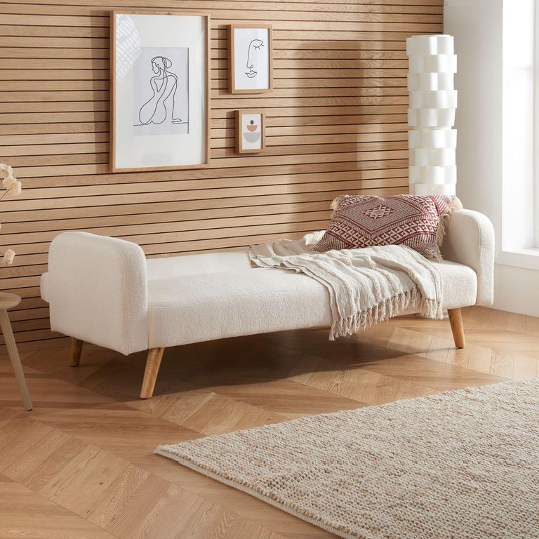 Micah Sofa Bed - 2 Seater - White Fabric