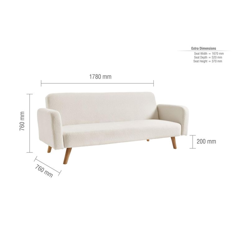 Micah Sofa Bed - 2 Seater - White Fabric