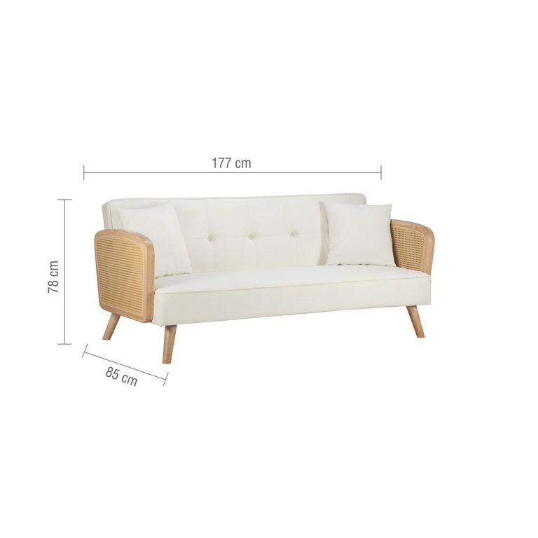 Mila Sofa Bed - 3 Seater - White Fabric