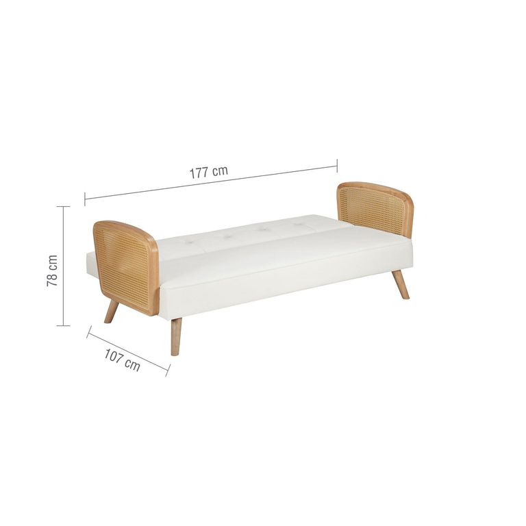 Mila Sofa Bed - 3 Seater - White Fabric