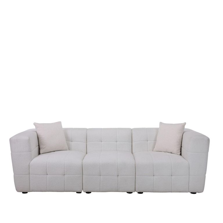 Milo 3 Seater Sofa - White Boucle Fabric