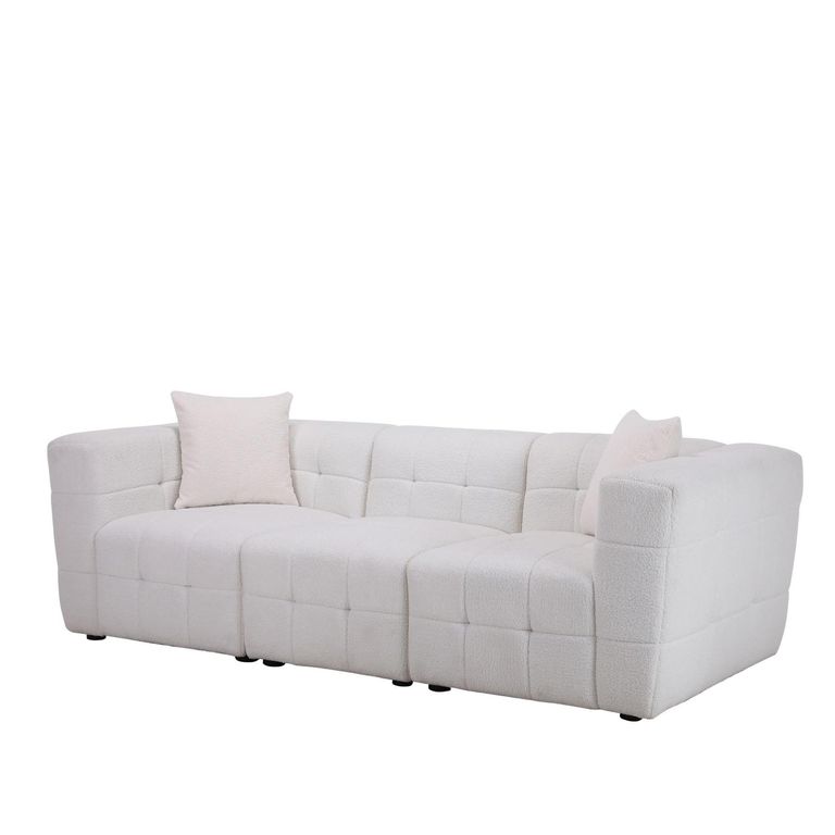 Milo 3 Seater Sofa - White Boucle Fabric