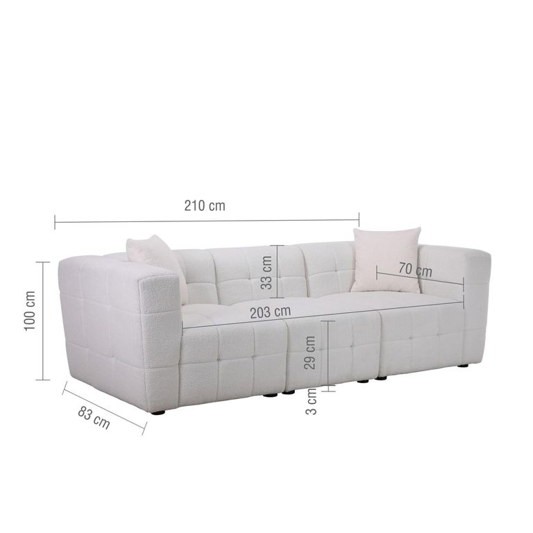 Milo 3 Seater Sofa - White Boucle Fabric
