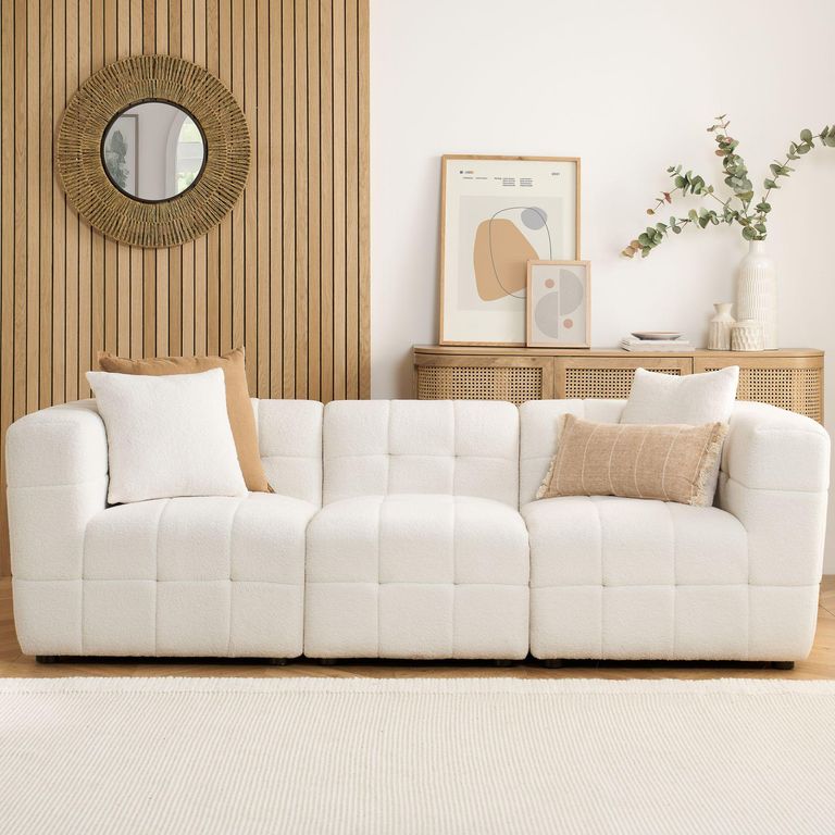 Milo 3 Seater Sofa - White Boucle Fabric