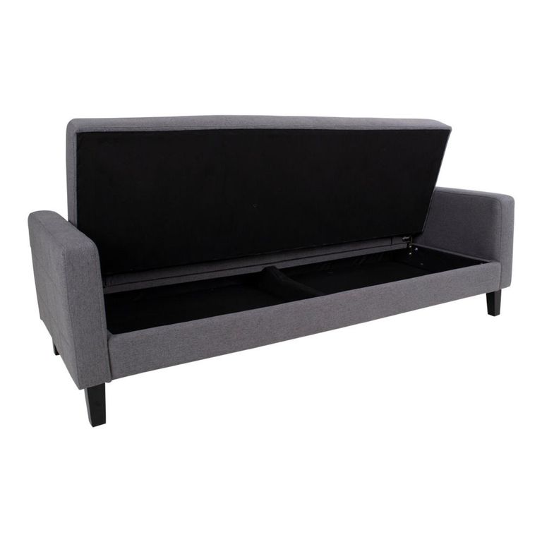 Milton Click Clack Sofa Bed - Dark Grey Fabric - Black Legs