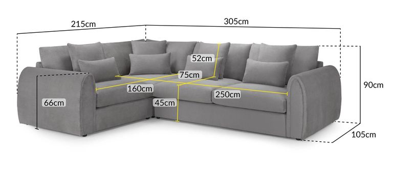Mirabel Corner Sofa - Grey Fabric - LHF
