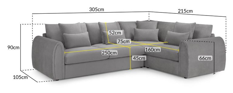 Mirabel Corner Sofa - Grey Fabric - RHF