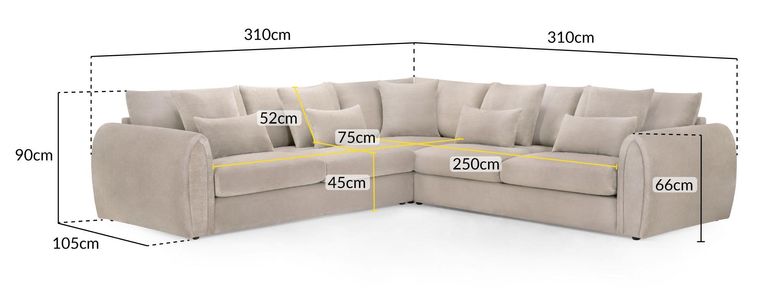 Mirabel Large Corner Sofa - Mocha Fabric