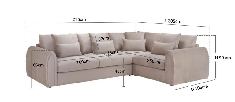 Mirabel Corner Sofa - Mocha Fabric - LHF