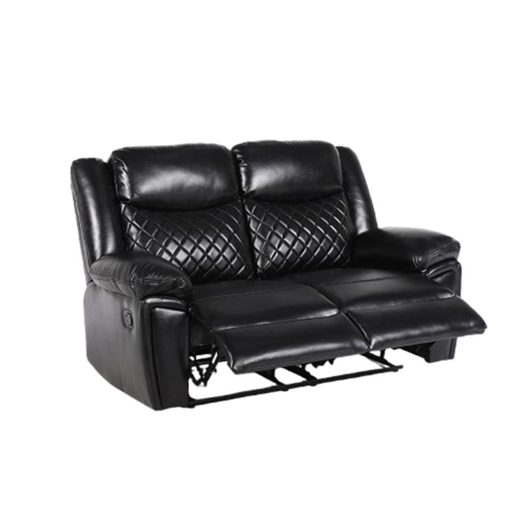 Myra Manual Recliner Sofa - Black Faux Leather - 2 Seater