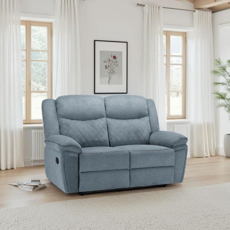 Myra Manual Recliner Sofa - Grey Fabric - 2 Seater