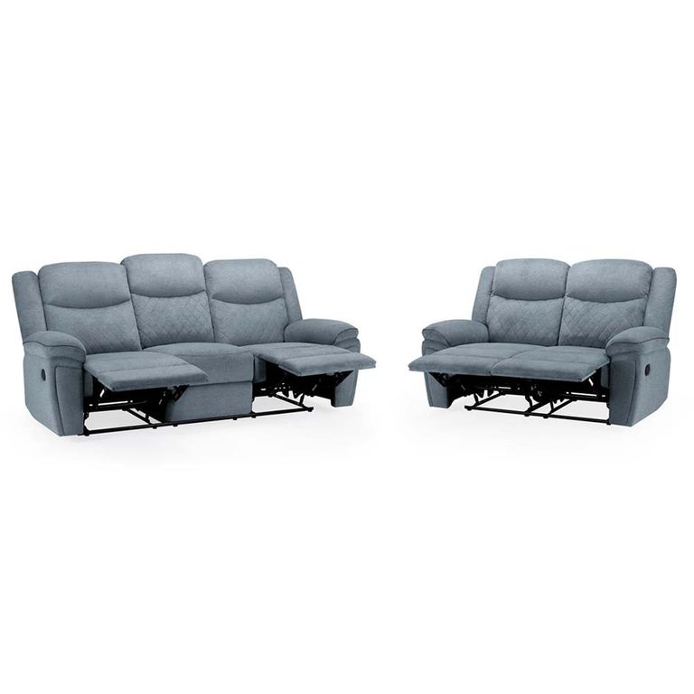 Myra Manual Recliner Sofa Set - Grey Fabric - 3+2 Seater