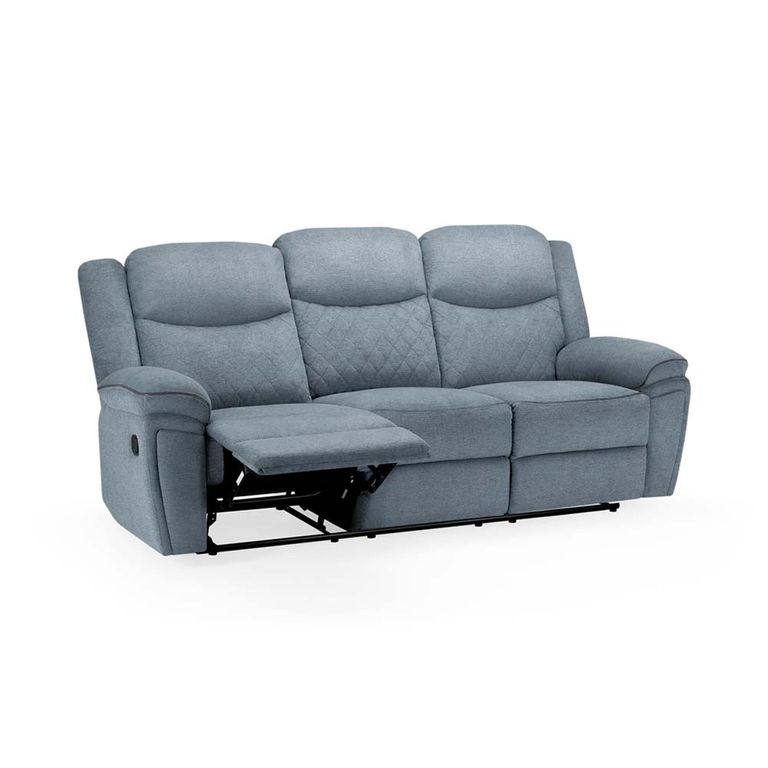 Myra Manual Recliner Sofa - Grey Fabric - 3 Seater