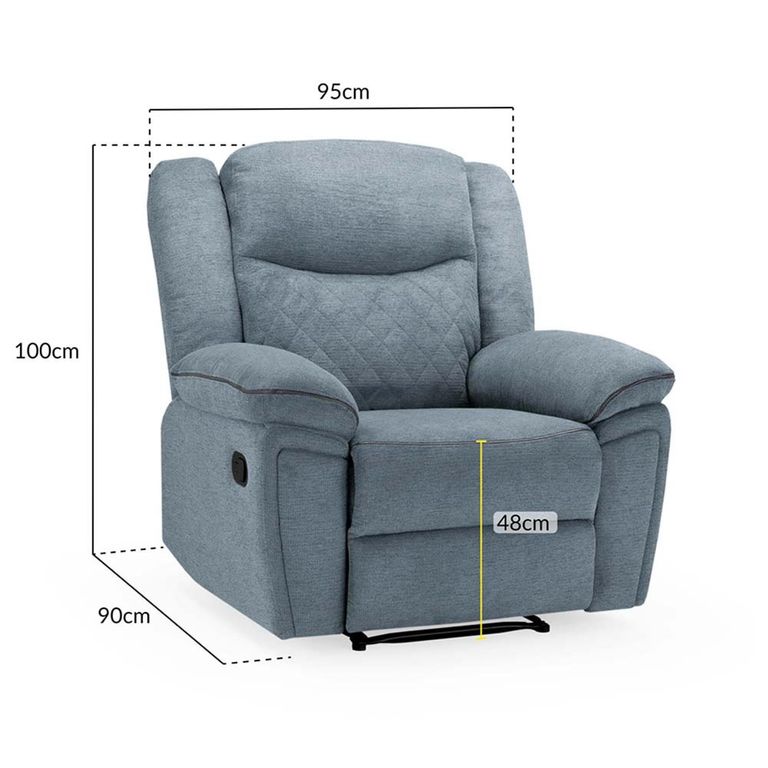 Myra Manual Recliner Armchair - Grey Fabric