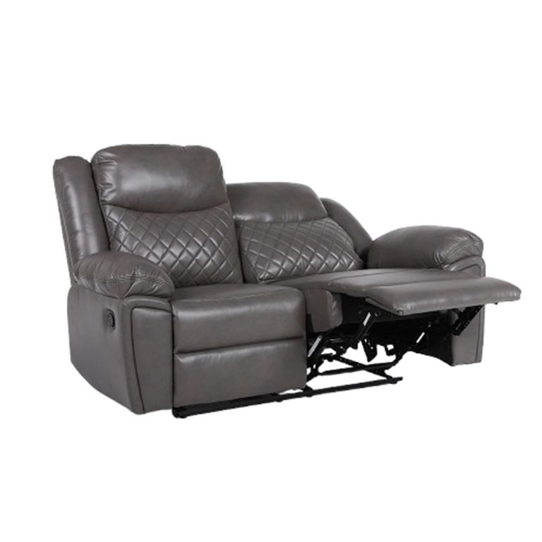 Myra Manual Recliner Sofa - Grey Faux Leather - 2 Seater