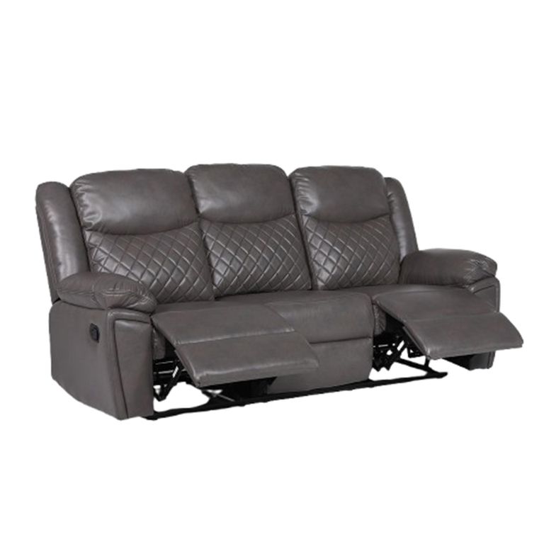 Myra Manual Recliner Sofa - Grey Faux Leather - 3 Seater