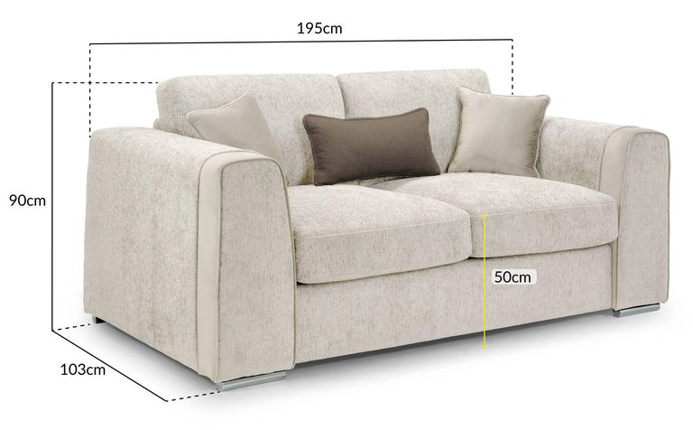 Naples Sofa - Beige Fabric - 2 Seater