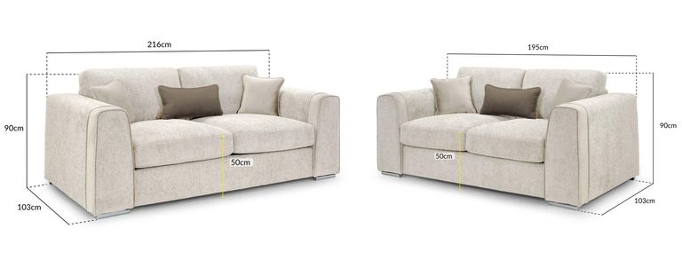 Naples Sofa Set - Beige Fabric - 3+2 Seater