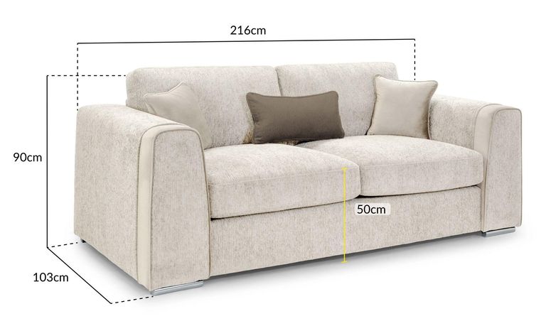 Naples Sofa - Beige Fabric - 3 Seater