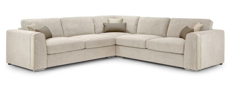 Naples Large Corner Sofa - Beige Fabric