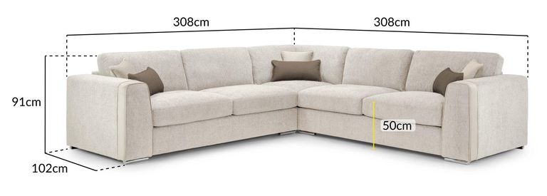 Naples Large Corner Sofa - Beige Fabric