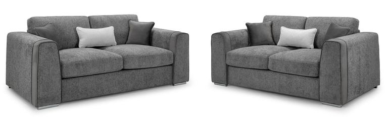 Naples Sofa Set - Grey Fabric - 3+2 Seater