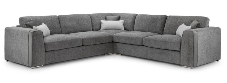 Naples Large Corner Sofa - Grey Fabric
