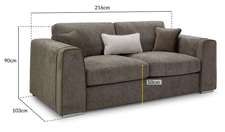 Naples Sofa - Mocha Fabric - 3 Seater