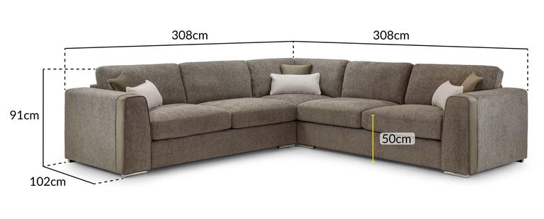 Naples Large Corner Sofa - Mocha Fabric