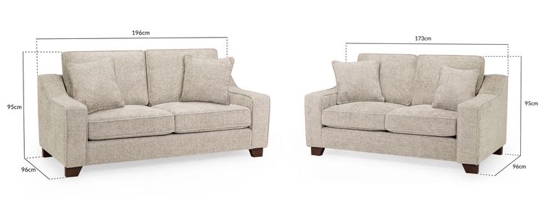Nebraska Sofa Set - Beige Fabric - 3+2 Seater