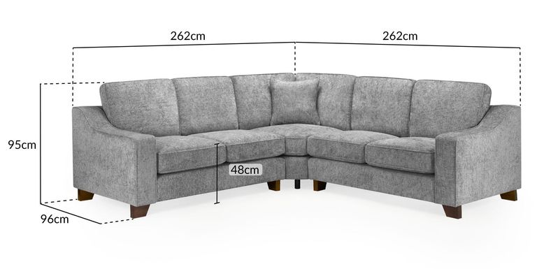 Nebraska Corner Sofa Suite - Slate Grey Fabric - Large