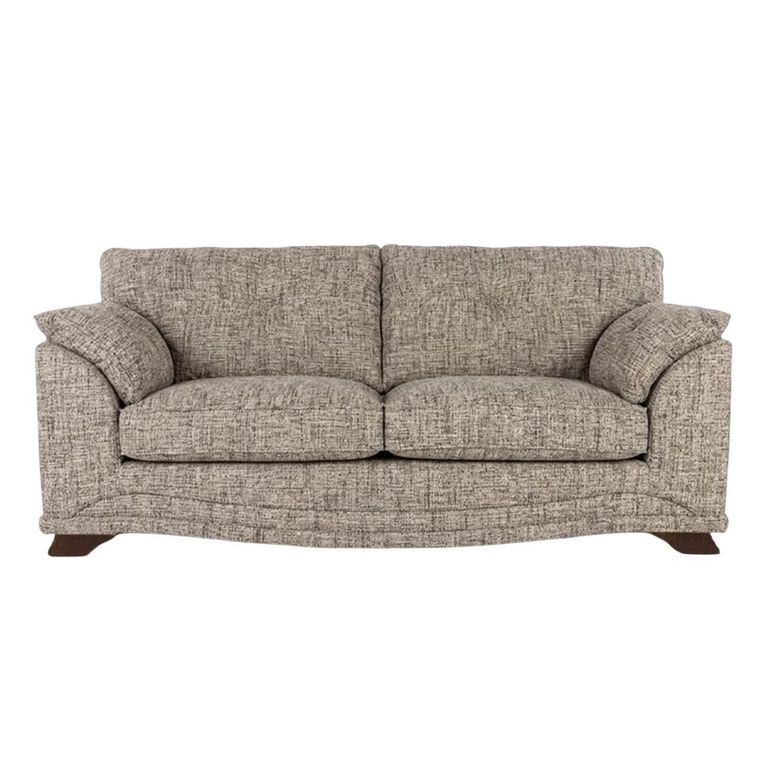 Nicole Fabric Sofa - 3 Seater - Lassie Mocha Fabric - Walnut Legs
