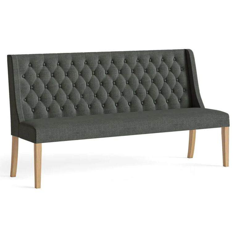 Normandy Sofa - Charcoal Fabric Button Back