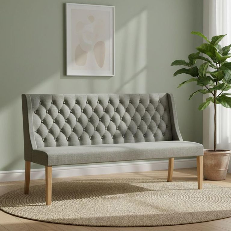 Normandy Sofa - Grey Fabric Button Back