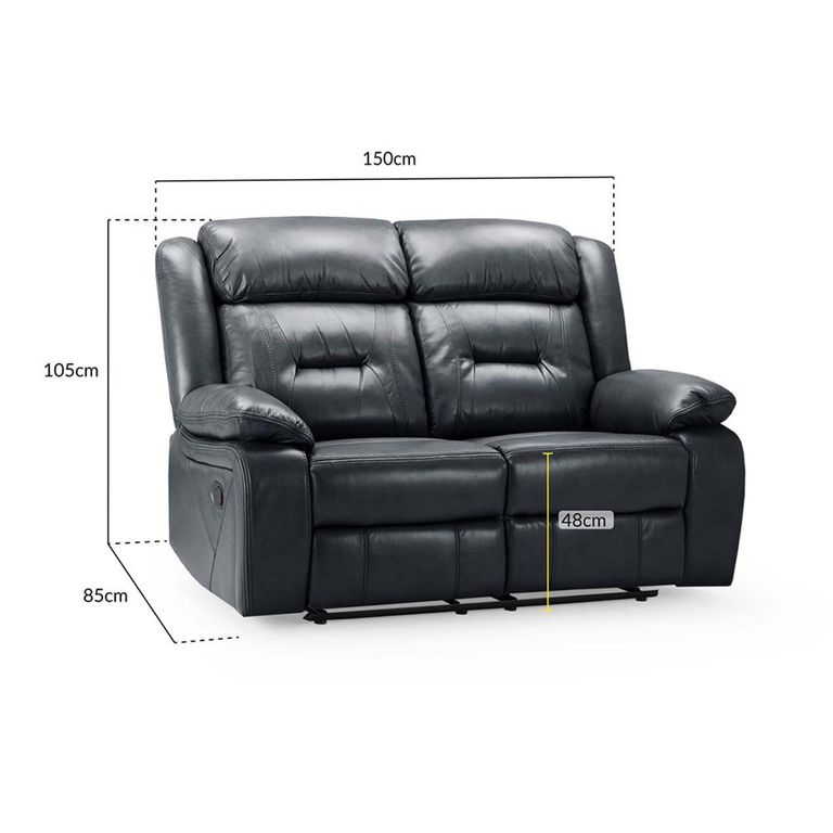 Novie Sofa - Black Faux Leather - 2 Seater