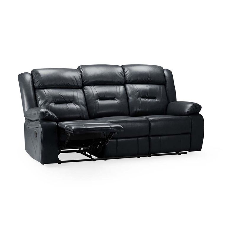 Novie Sofa - Black Faux Leather - 3 Seater