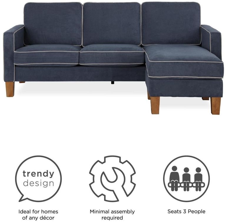 Nowata Bowen Blue Chenille Fabric Sectional Sofa - DA036SEC-BLUK